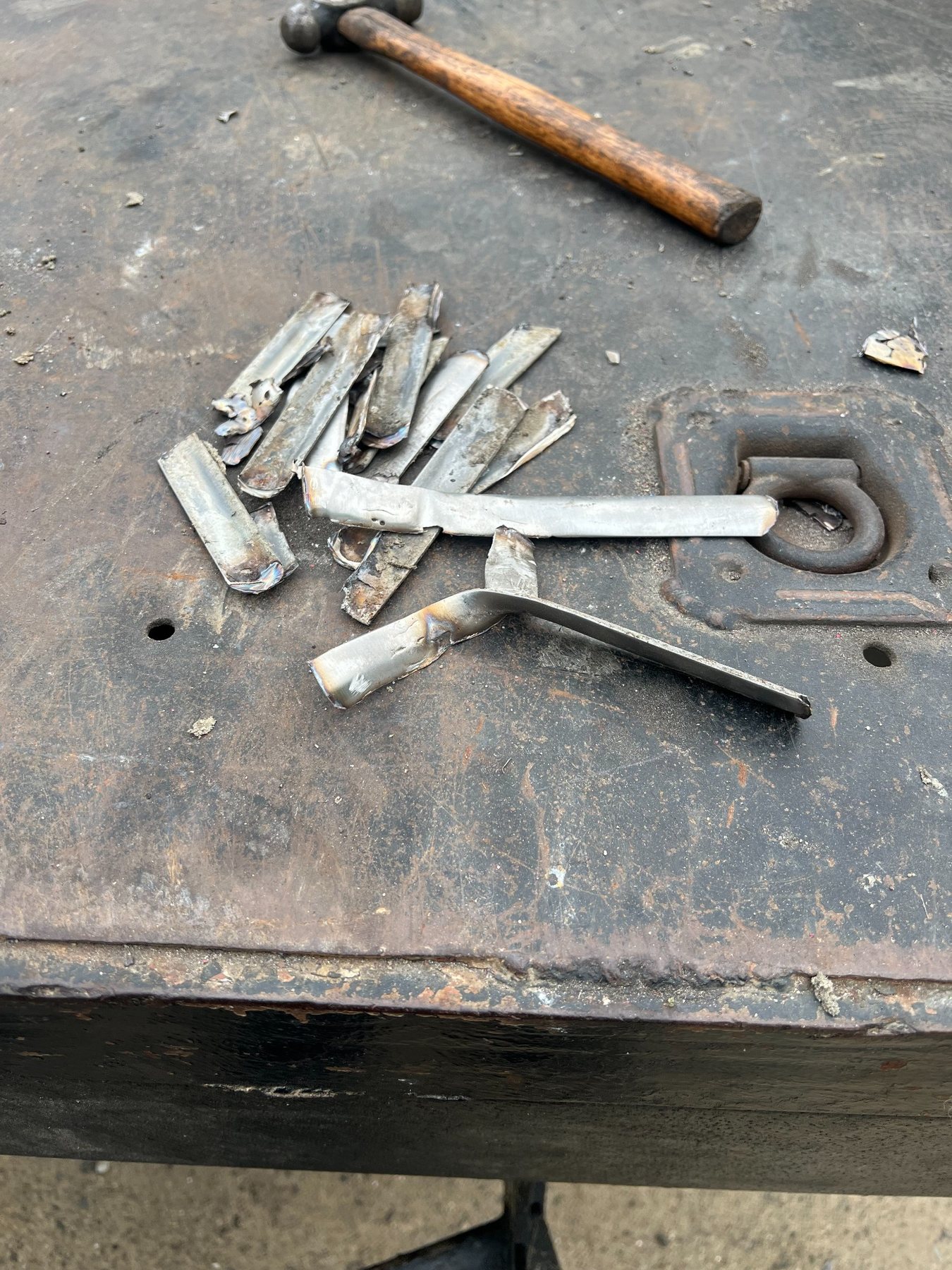 Close-up of welded metal fabrication